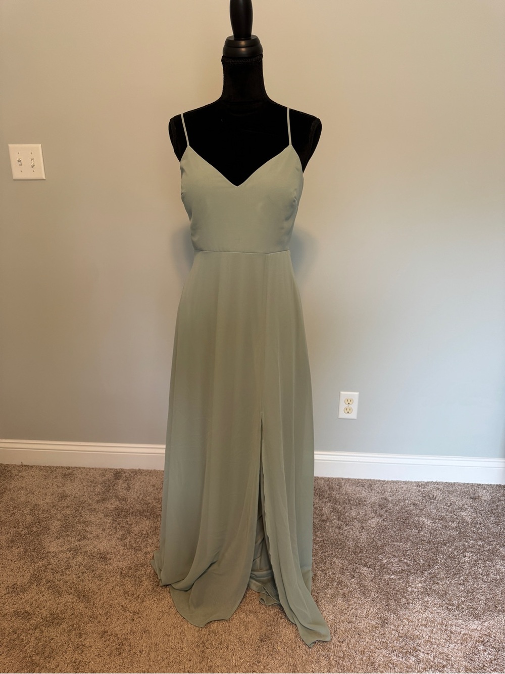 Birdy Grey Devin Dress Elegant Sage Green Spaghetti Strap Maxi Dress